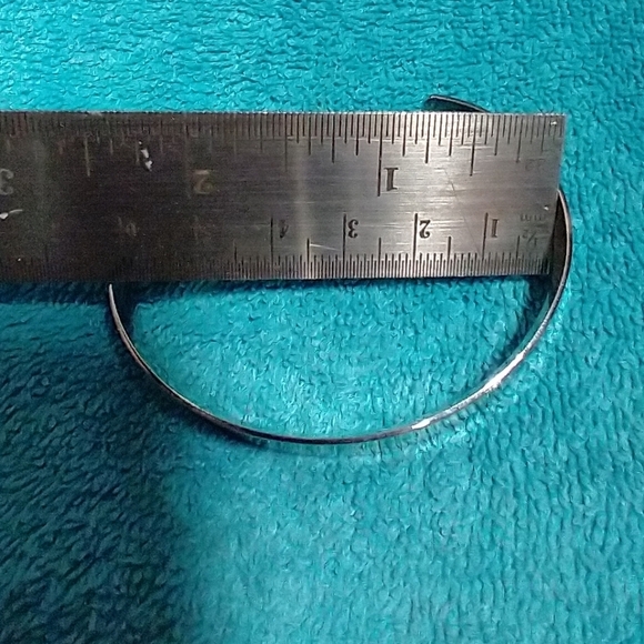 Silvertone Cuff Bracelet Mirror Finish Concave Adjustable Vintage - Picture 3 of 5